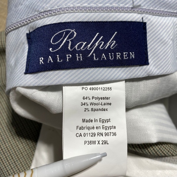 Ralph Ralph Lauren 36x29 Mens Comfort Flex Pant Khaki Brown Green - Picture 8 of 11